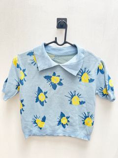 [FREE ONGKIR JABODETABEK] BABY BLUE YELLOW KNIT RAJUT KAOS TOP ATASAN TSHIRT