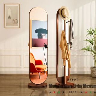 Full-body rotatable floor mirror multifunctional two-in-one coat rack floor mirror floor mirror full-length mirror 全身可旋轉落地鏡多功能二合一衣帽架落地鏡 落地鏡 全身鏡