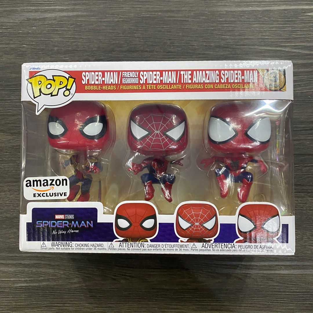 Funko Pop: Marvel Studios Spider-Man No Way Home - Spider-Man / Friendly  Neighborhood Spider-Man / The Amazing Spider-Man (3 Pack), Hobbies & Toys,  Toys & Games on Carousell