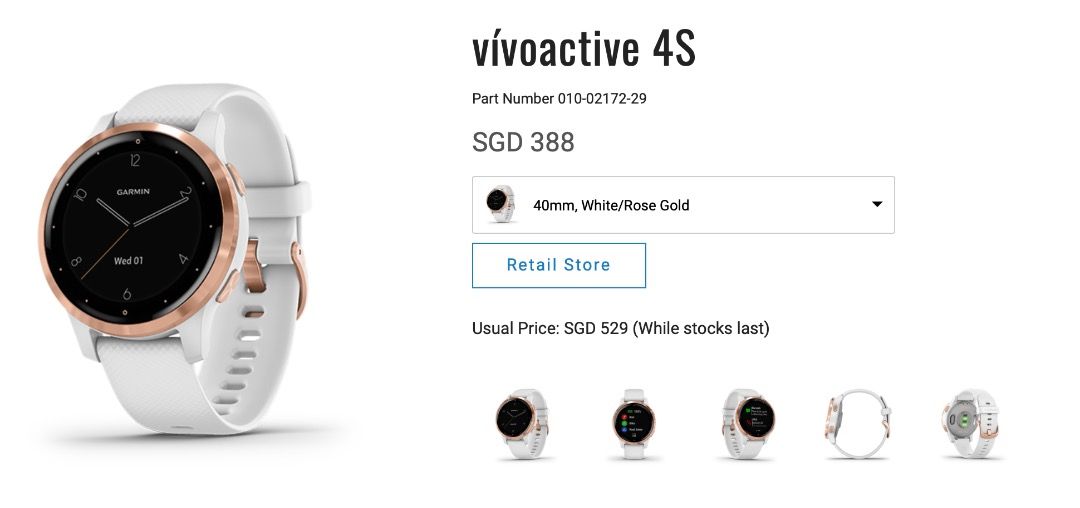 Garmin Vivoactive 4s White Rose Gold