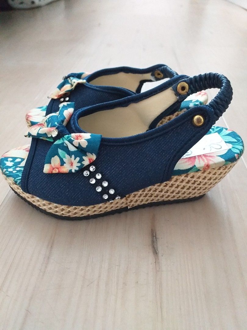 Blue floral wedges new arrivals