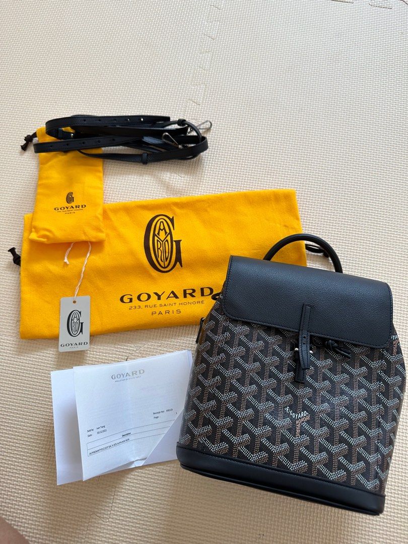 GOYARD Goyardine Calfskin Mini Alpin Backpack Black Gold 1289686