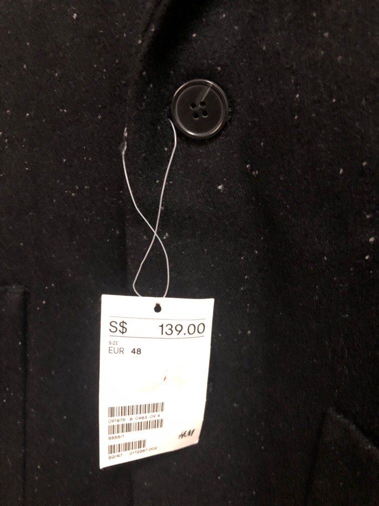 h and m black coat