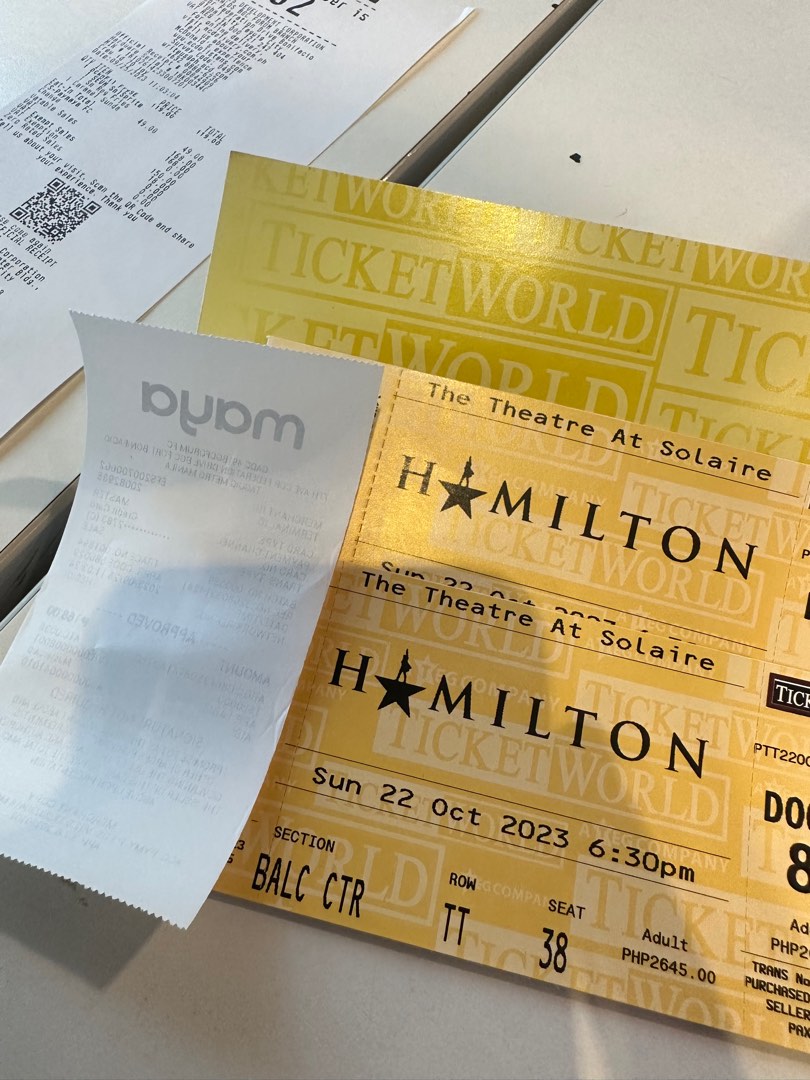 Hamilton ticket stub online