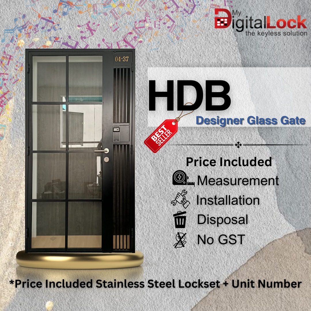 HDB Glass Gate (Maximum Light Exposure) Very Popular in 2023, Furniture ...