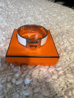 Hermes White Clic Clac H Bracelet