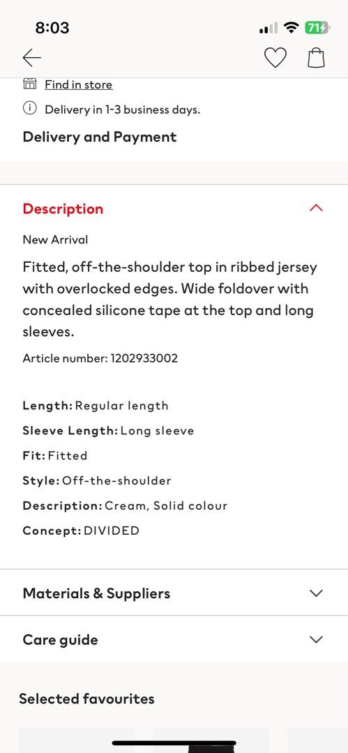 H M off shoulder top