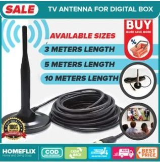 【Homeflix】TV Antenna for Digital Box,3M 5M 10M Magnetize antenna outdoor and indoor