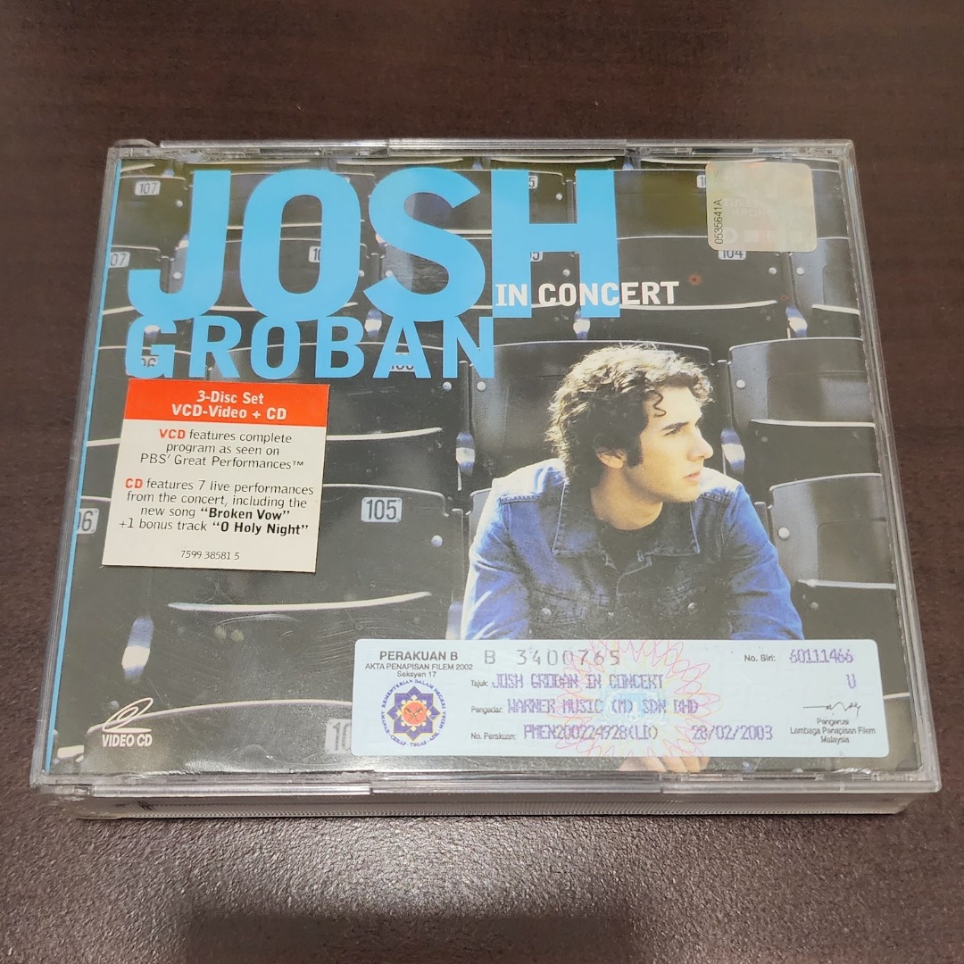 Josh Groban in Concert CD (+2 VCDs), Hobbies & Toys, Music & Media, CDs