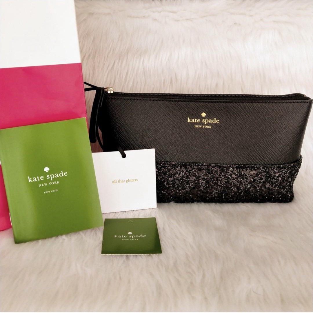 Kate Spade Little Shiloh Makeup bag glittery pouch Women s