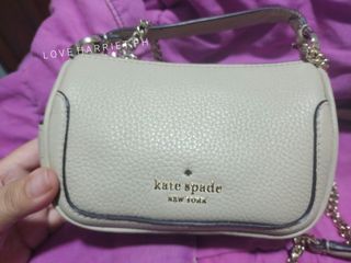 Kate Spade Smoosh Pebble Leather Micro Top Handle Crossbody Bag Parchment  New