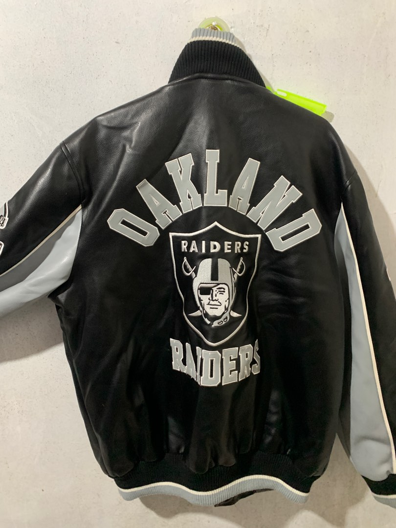 Vintage NFL Los Angeles Raiders Pullover Warm Up Jacket Reversable  Embroidered Outerwear