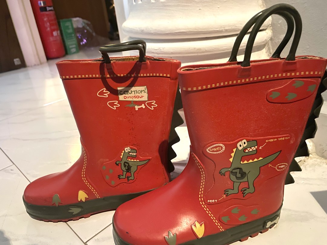 Red dinosaur wellies sales