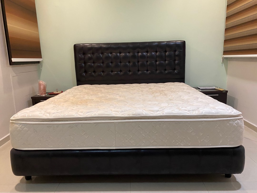 Kingsize King Koil mattress with bed frame and side