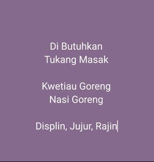 Koki / Tukang Masak