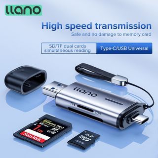 llano Card Reader Type-C USB 3.0 SD TF Micro SD Memory Card Reader with Dual Interface Support Simultaneous Reading for PC Phone Tablet