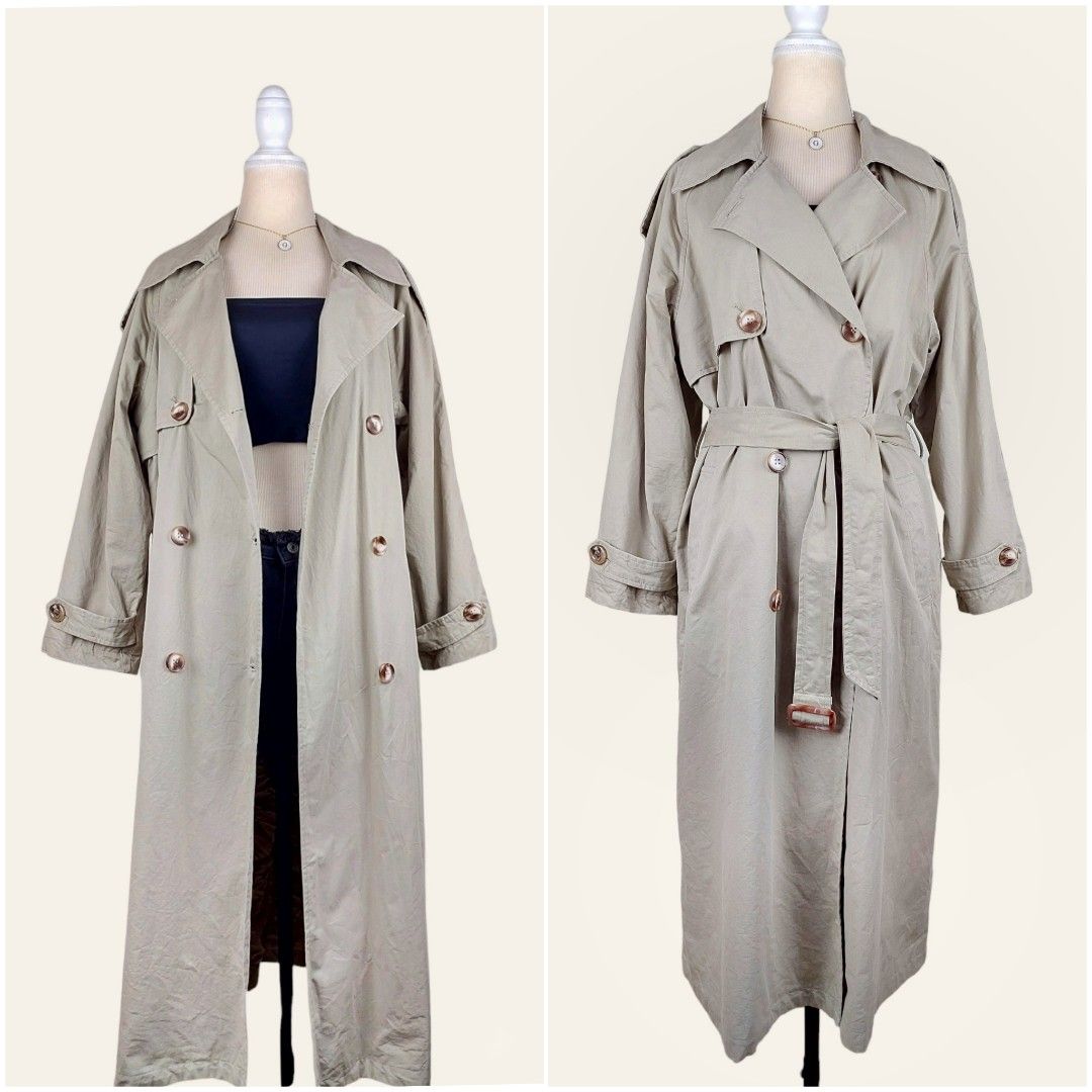 Long beige trench coat (Category: Coats, Jackets and Outerwear) located in Manila. Submitted by gabrinamnl (Listing ID 1256689952, Image 1). Description: Long beige trench coat ( TC23 ) Fabric : Cotton Twill Shoulder : 18 in Bust : 44 in Lenght : 45 in Waist : 44 in Armhole : 20 in 2XL 480 PHP.