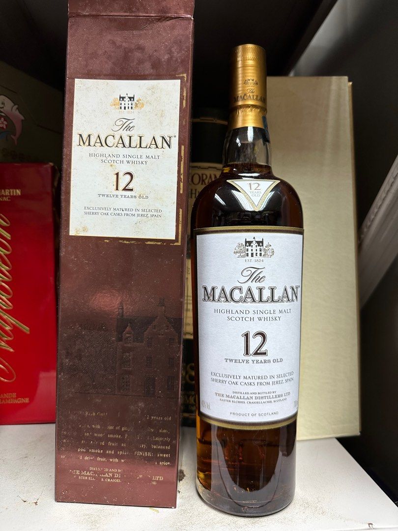 舊裝麦卡倫macallan 12years scotch whisky 700ml, 嘢食& 嘢飲, 酒精