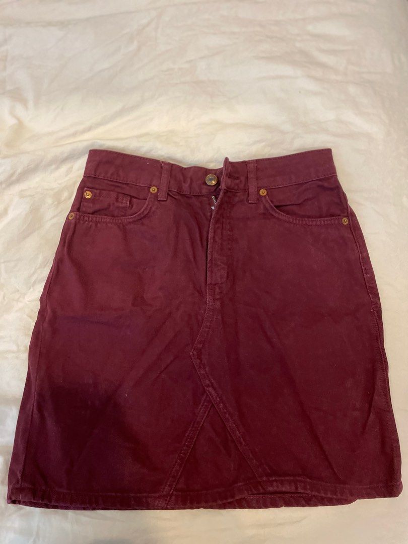Maroon outlet jean skirt
