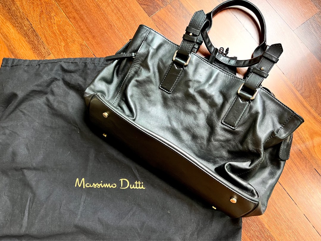 Massimo dutti clearance black leather bag