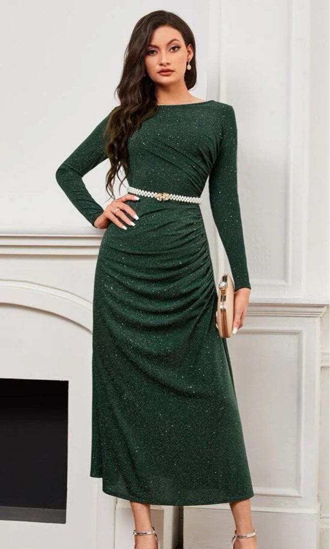 Maxi dark green best sale dress