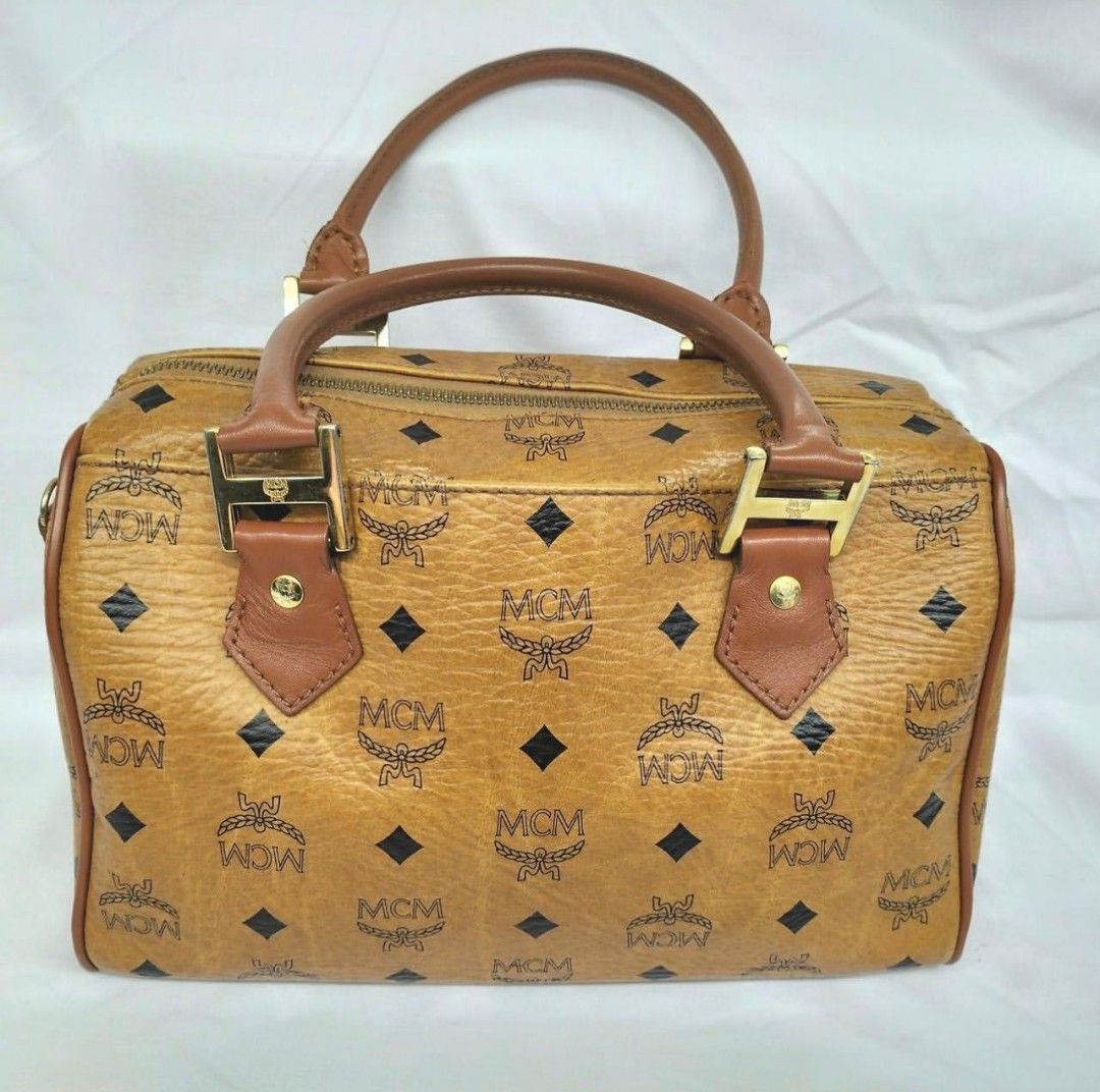 MCM Mini Boston Bag, Luxury, Bags & Wallets on Carousell