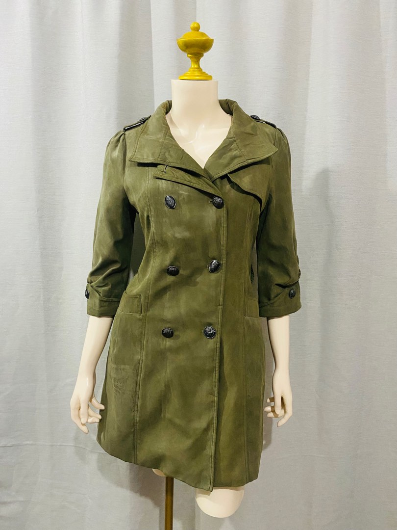 Military Green Dress Coat, Women's Fashion, Coats, Jackets and