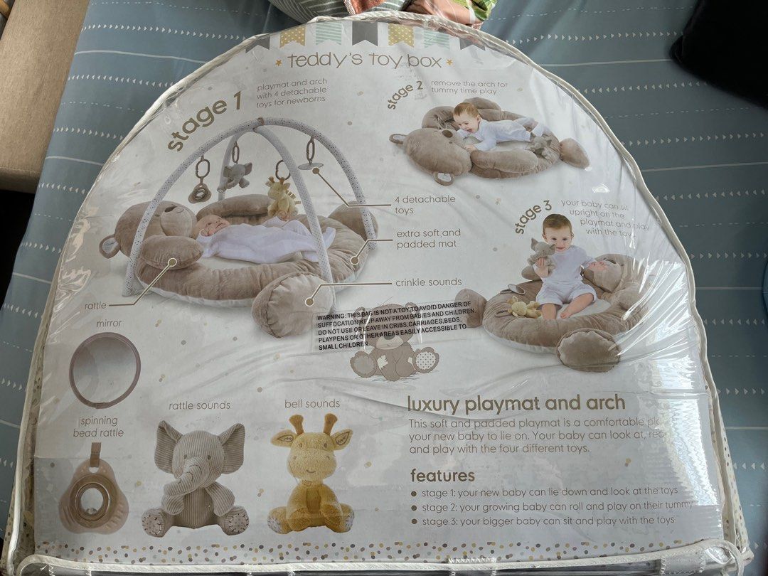 Mothercare Teddy bear toy box luxury playmat, Babies & Kids, Infant