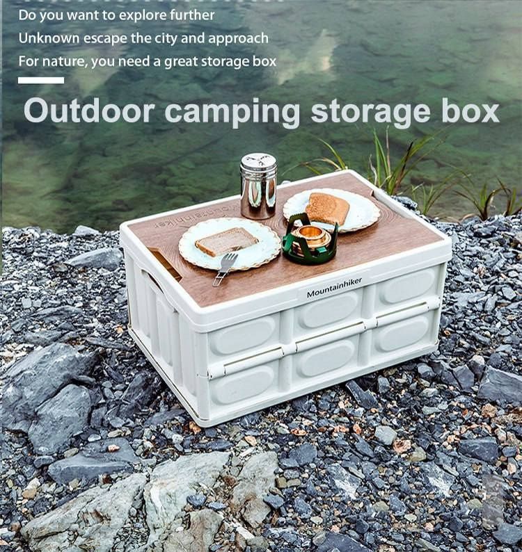 Mountainhiker Outdoor Camping Storage Box Portable Car Trunk Storage Boxes  Foldable with Wooden Lid Folding Picnic Box As Table Picnic Lightweight Box,  Sports Equipment, Hiking & Camping on Carousell