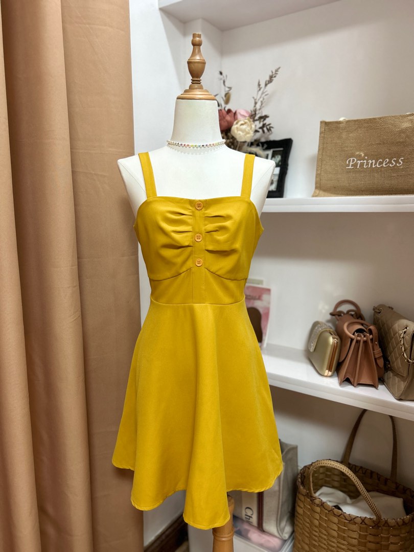 Mustard yellow mini dress sales
