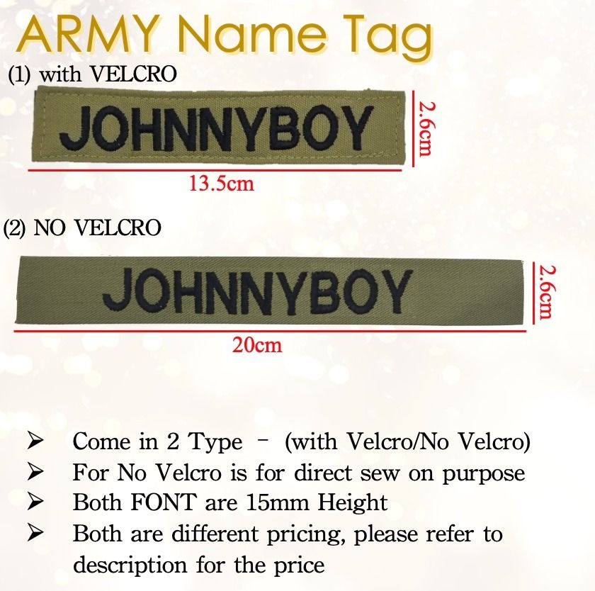 Army name deals tags velcro