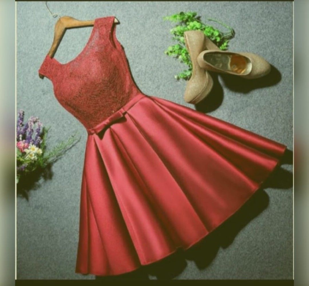 Red party dress short top