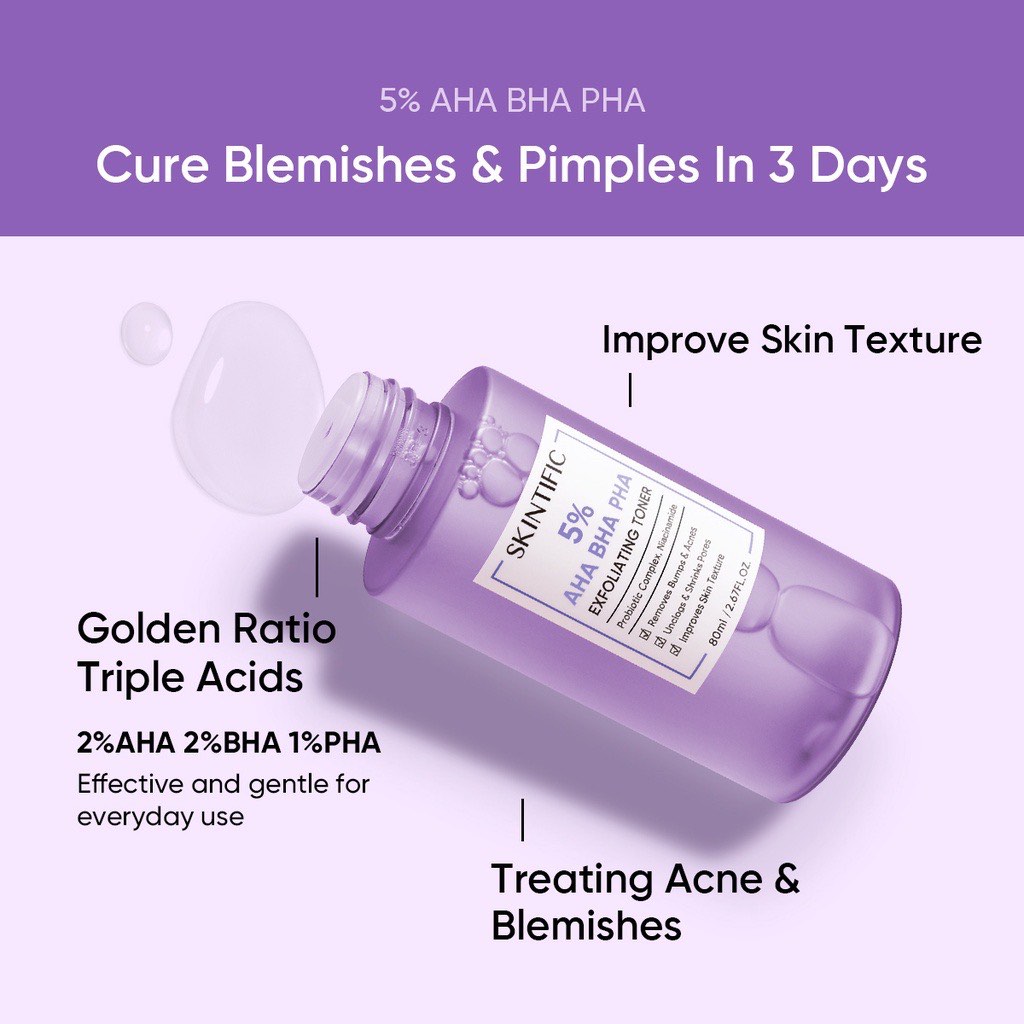 NEW IN BOX_Skintific Aha Bha Pha 5% Exfoliating Toner 80ml, Beauty ...