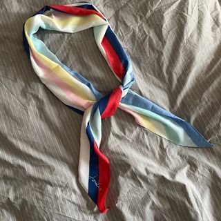NEW UK-Brand Joules multi colour stripes rainbow motif rectangular maxi twilly scarf