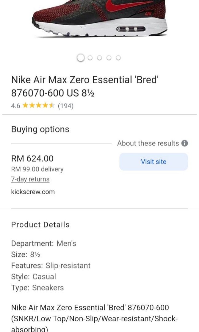 Nike air max zero Men s Fashion Footwear Sneakers on Carousell