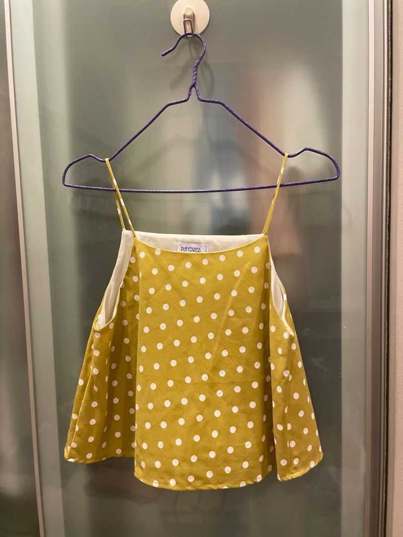 Polka dot spaghetti strap clearance top