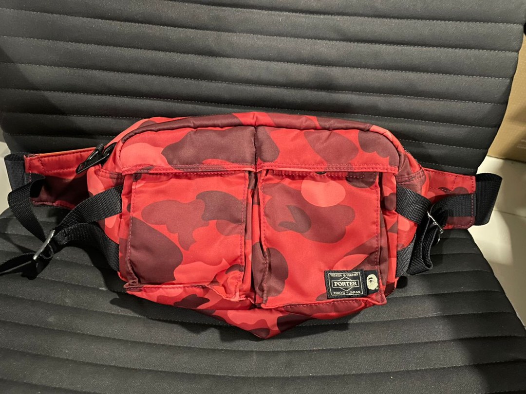 A Bathing Ape BAPE X Porter RED Camo waist bag BRAND NEW 100% Authentic