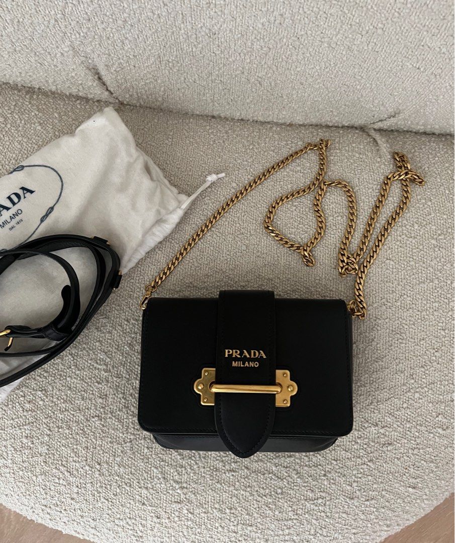 PRADA Cahier Leather Cross Body Bag