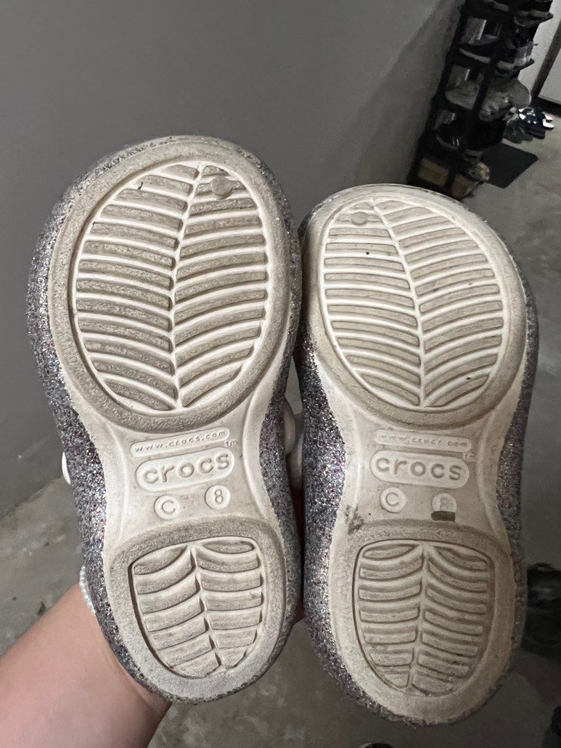 White crocs clearance with rainbow bottom
