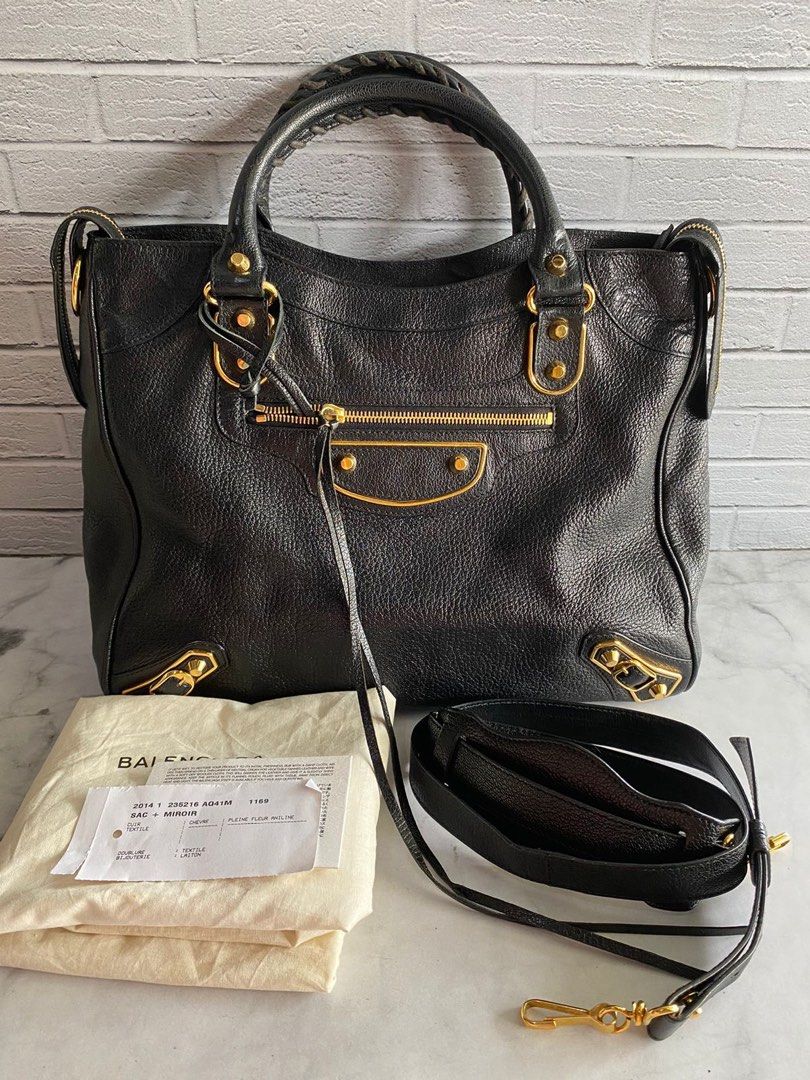 Reprice Balenciaga Velo 2014 Mettalic edge black GHW Size 34x27x17cm