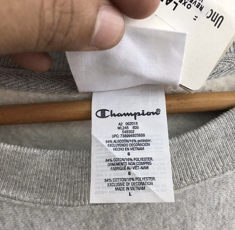 Champion sweater sales tag 2018