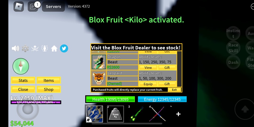 roblox account stacked (Blox fruits lvl(2333)) (Dh modded loaded