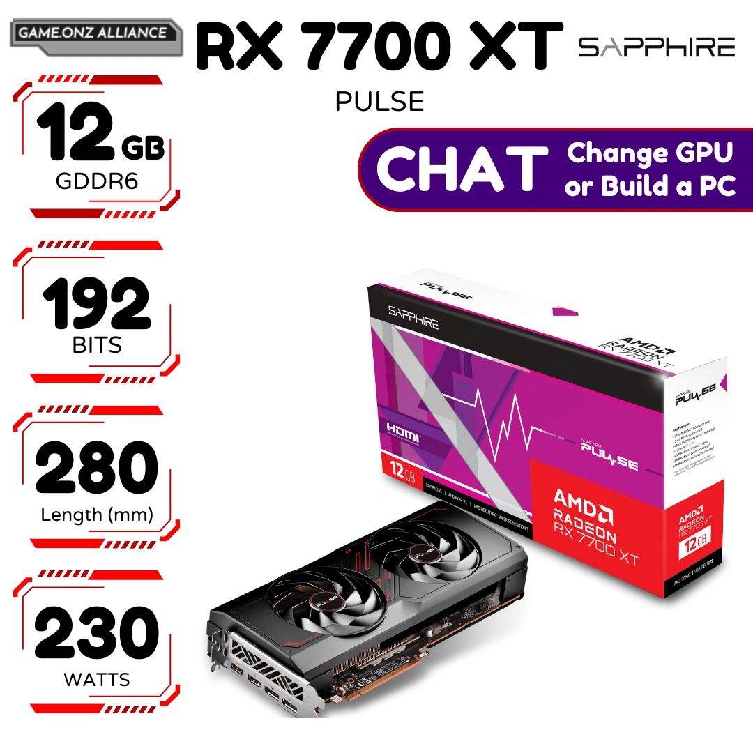 VGA SAPPHIRE PULSE RADEON RX 7700 XT GAMING 12GB GDDR6