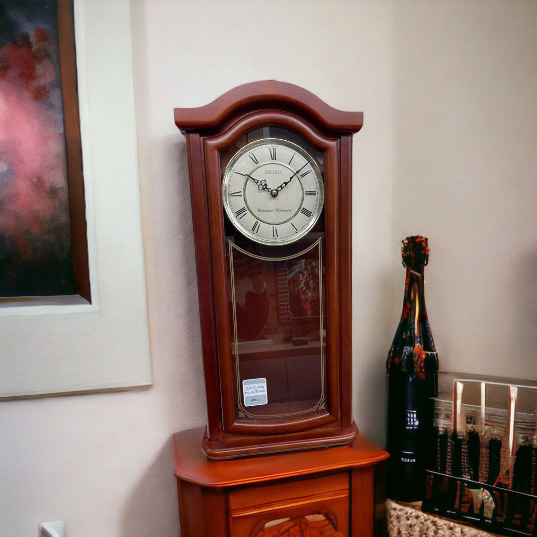 SEIKO Mahogany Wall Clock with Pendulum , Furniture & Home Living, Home