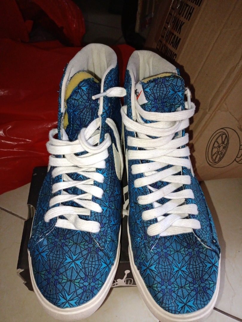 Sepatu Nike blazer mid QS HH blue beige