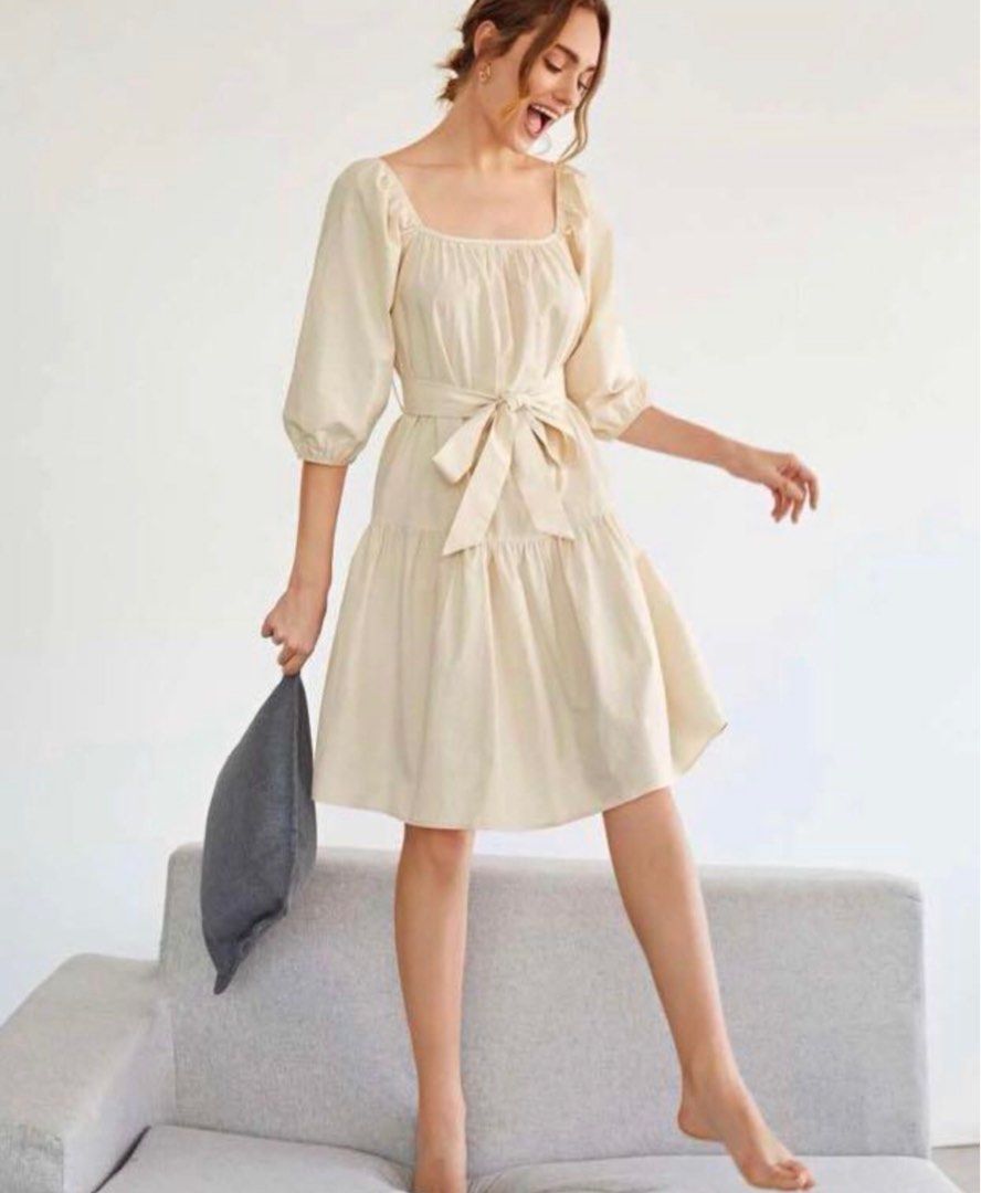 SHEIN cream dress (Category: Dresses) located in Bacoor. Submitted by decluttrdaily (Listing ID 1256817508, Image 1). Description: used once lang for an event :)) good quality.