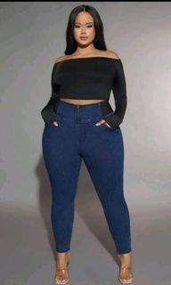Shein Curve Plus Size Dark Denim Garterized Jeans