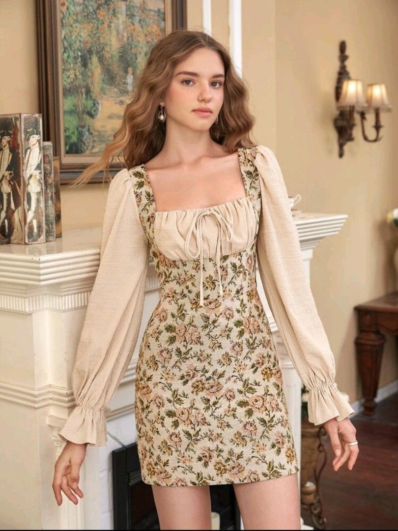 SHEIN Floral Dress (Category: Dresses) located in Dupax Del Norte. Submitted by i.lsvea (Listing ID 1256778970, Image 3). Description: Used once only! Size M on tag No flaws.