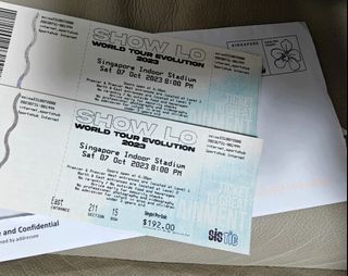 Show Lo Singapore Concert Ticket