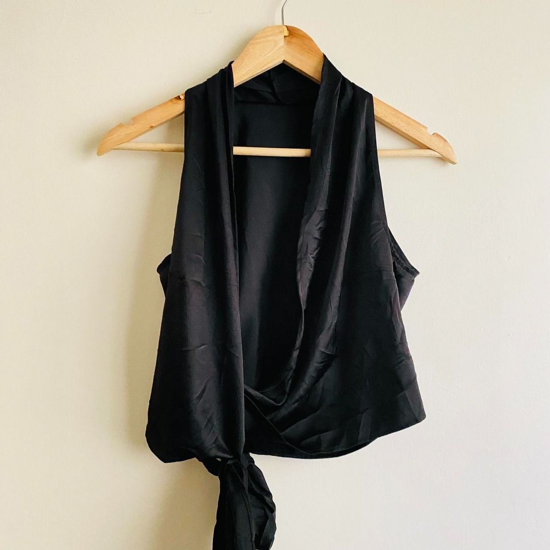 Silk Wrap Chic Top, Women's Fashion, Tops, Blouses on Carousell